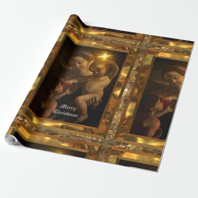 Sweet Baby Jesus Glossy Christmas (30 feet) Wrapping Paper (Unrolled)