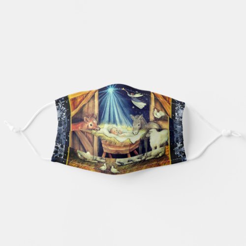 Sweet Baby Jesus in a Manger Cute Merry Christmas Adult Cloth Face Mask
