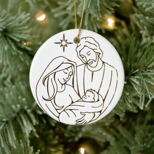 Sweet Baby Jesus Nativity Scene Christmas Star Ceramic Ornament