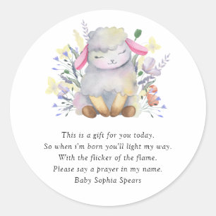 Sweet baby Lamb - Prayer Candle Label