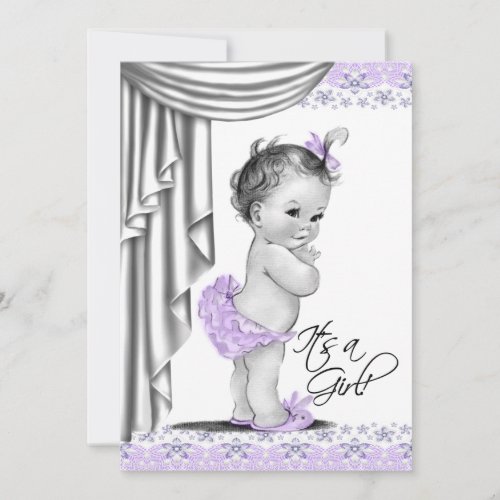 Sweet Baby Lavender and Gray Baby Shower Personalized Invite