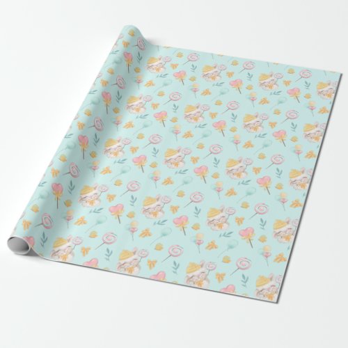 Sweet Baby Llama Blue Wrapping Paper