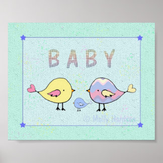 Sweet Baby Love Birds Nursery Art Print