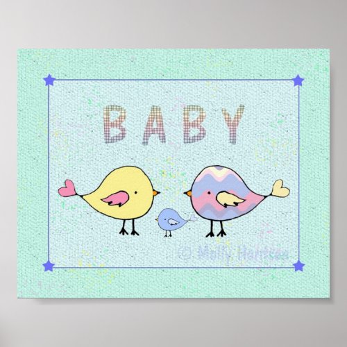 Sweet Baby Love Birds Nursery Art Print