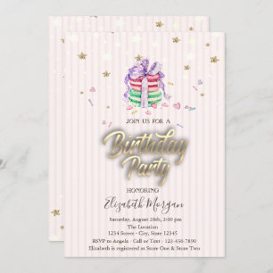 Sweet Baby Macarons Stars Birthday Party Invitation