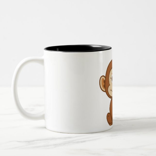 Sweet baby Monkey Two-Tone Coffee Mug (Left)