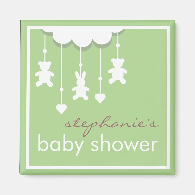 Sweet Baby Neutral Mobile Baby Shower Favor Magnet (Front)