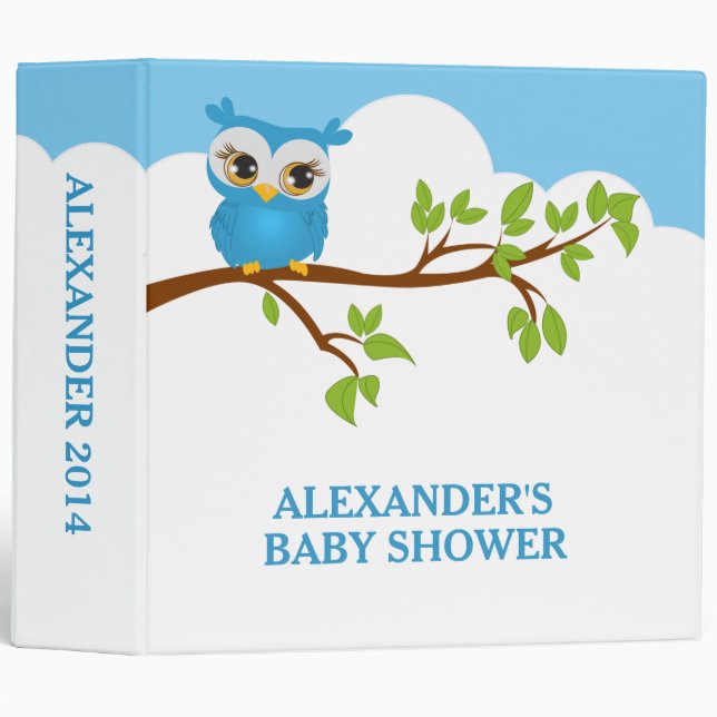 Sweet Baby Owl Boy Photo Album Binder (Front/Spine)