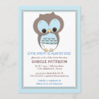 Sweet Baby Owl Boy Whoo Baby Shower Invitation