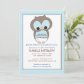 Sweet Baby Owl Boy Whoo Baby Shower Invitation (Standing Front)