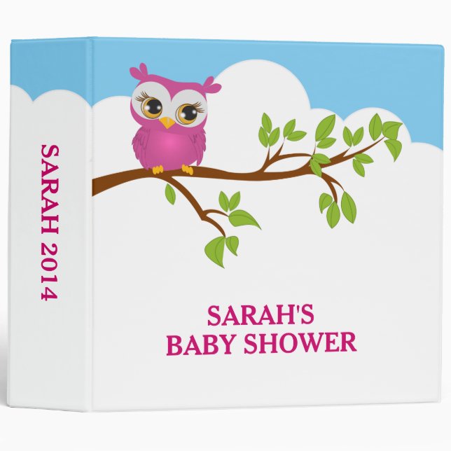 Sweet Baby Owl Girl Photo Album Binder (Front/Spine)