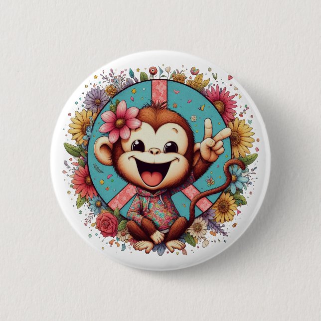Sweet Baby Peace Monkey Button (Front)