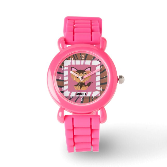 Sweet Baby Pink and Brown Yorkie  Watch (Front)
