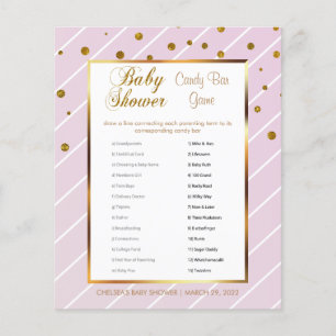 Sweet Baby Pink and Gold Baby Shower - Candy Bar Flyer