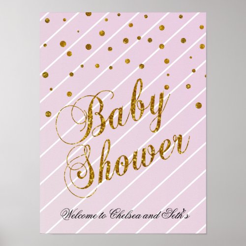 Sweet Baby Pink and Gold Confetti _ Welcome Poster
