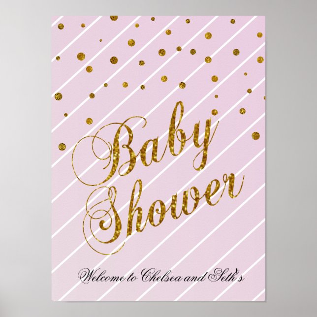 Sweet Baby Pink and Gold Confetti - Welcome Poster (Front)