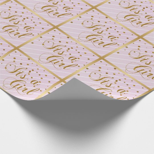 Sweet Baby Pink and Gold Confetti Wrapping Paper | Zazzle.com