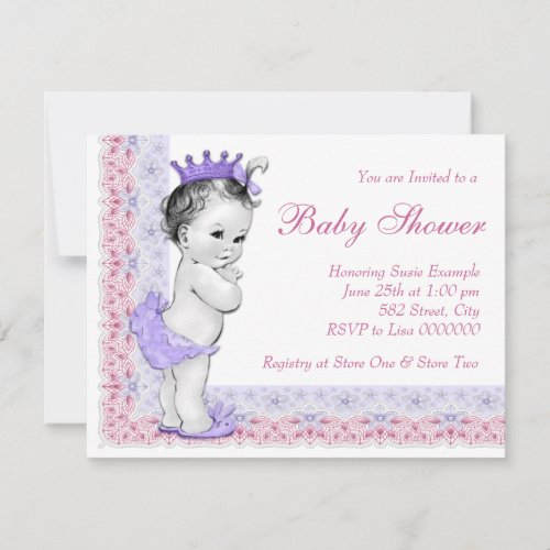 Sweet Baby Pink and Purple Baby Shower Invitations