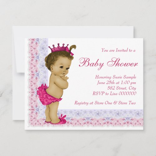 Sweet Baby Pink and Purple Baby Shower Invitation