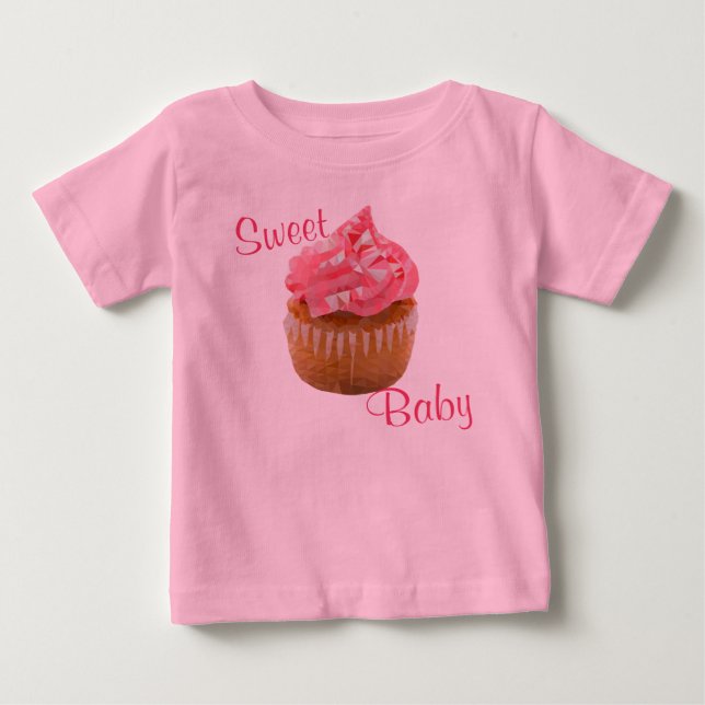 Sweet Baby Pink Geometric Cupcake Baby T-Shirt (Front)