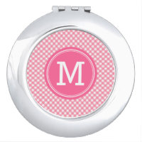 Sweet Baby Pink Gingham Personalize Monogram Mirror For Makeup