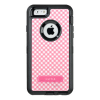 Sweet Baby Pink Gingham Personalize OtterBox Defender iPhone Case