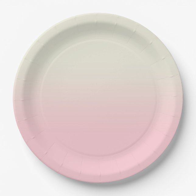 Sweet Baby Pink & Ivory Gradient Ombre   Paper Plates (Front)