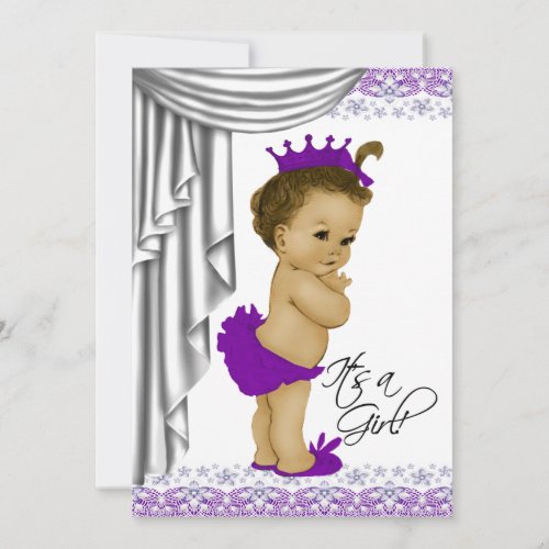 Sweet Baby Purple and Gray Baby Shower Invitation