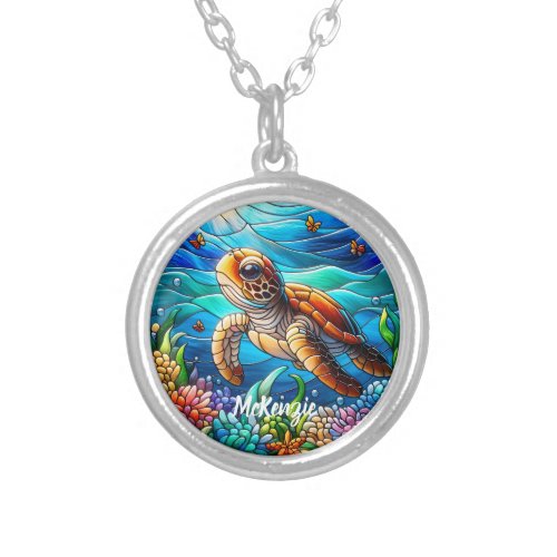 Sweet Baby Sea Turtle Silver Plated Necklace