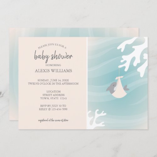 Sweet Baby Shark Baby Shower Invitation