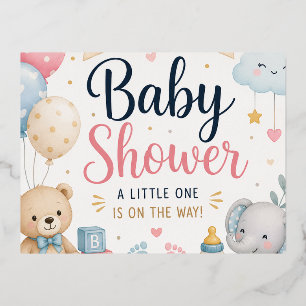 Sweet Baby Shower Celebration Foil Invitation Postcard