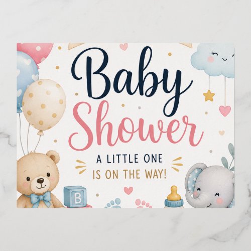 Sweet Baby Shower Celebration Foil Invitation Postcard