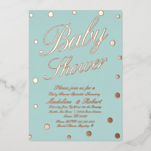 Sweet Baby Shower Gold Dots  Pressed  Foil Invitat Invitation