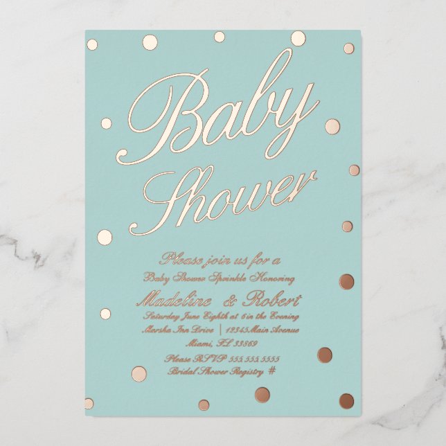 Sweet Baby Shower Gold Dots  Pressed  Foil Invitat Invitation (Front)