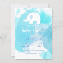 sweet baby shower invitation blue watercolor eleph
