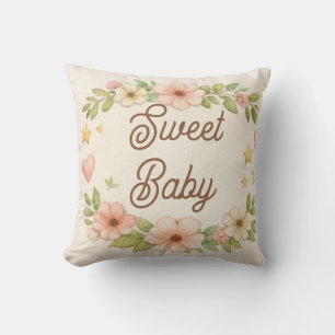 Sweet Baby Shower Pillow Floral   Nursery Decor