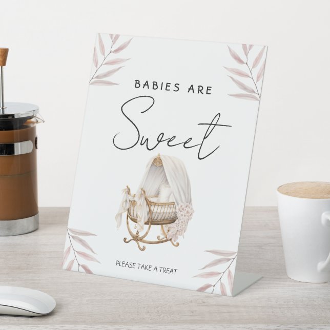 Sweet Baby Shower Treats Sign Elegant Dusty Pink  (In SItu)