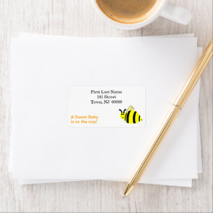 Sweet Baby Shower Yellow Bumble Bee Label