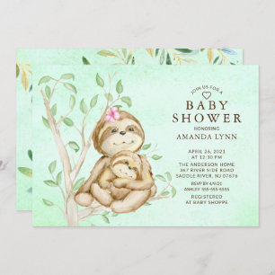 Sweet Baby Sloth Neutral Baby Shower Invitation