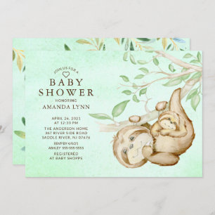 Sweet Baby Sloth Neutral Baby Shower Invitation