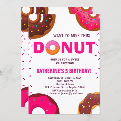 Sweet Baby Sprinkle Donut Miss This Party Birthday Invitation