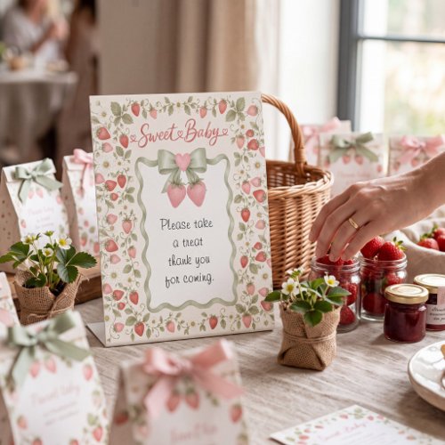 Sweet Baby Strawberry Floral favor table Sign