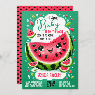 Sweet Baby Watermelon Themed Baby Shower Invitation