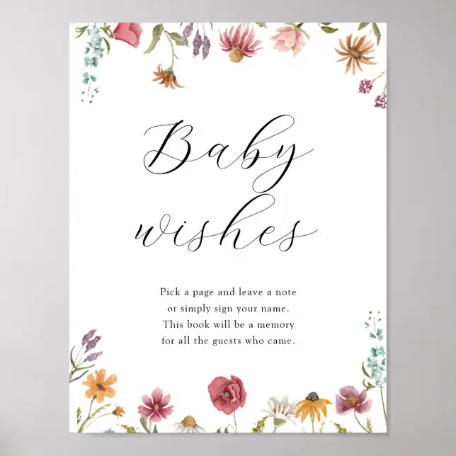 Sweet Baby Wishes Baby Shower Guestbook Sign Zazzle