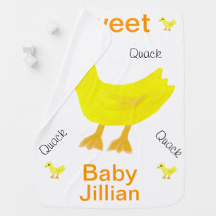 Sweet Baby Yellow Ducklings Name Receiving Blanket