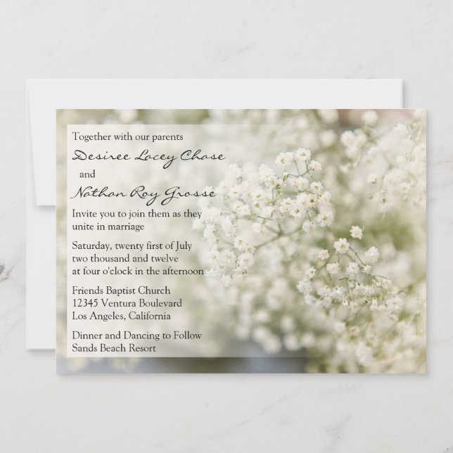 Sweet Baby's Breath Wedding Invitation (Back)