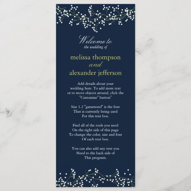 Sweet Baby's Breath Wedding Program (Front)