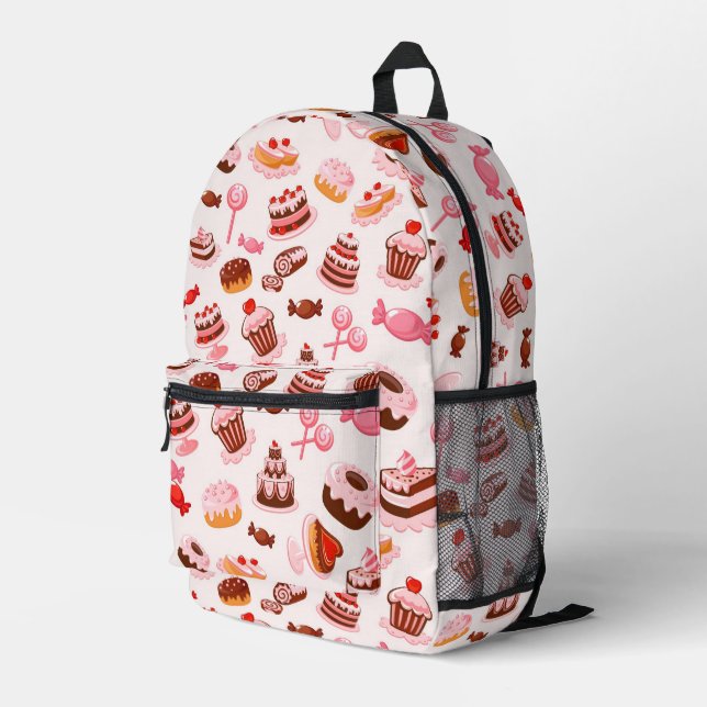 Sweet background printed backpack (Back Corner Right)