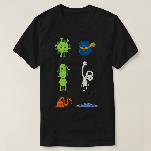 Sweet Bacteria And Viruses Flu E Coli T-Shirt (Design Front)