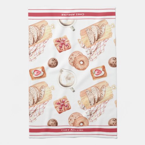 Sweet Baked Pastries Customizable Kitchen Towel